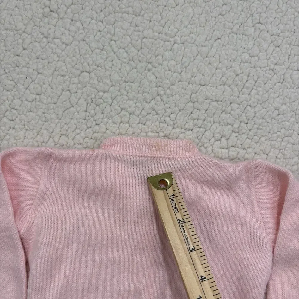 Vintage Hand Knit Pink Baby‎ Girls Toddler Cardigan Sweater Cable Poodle Dog